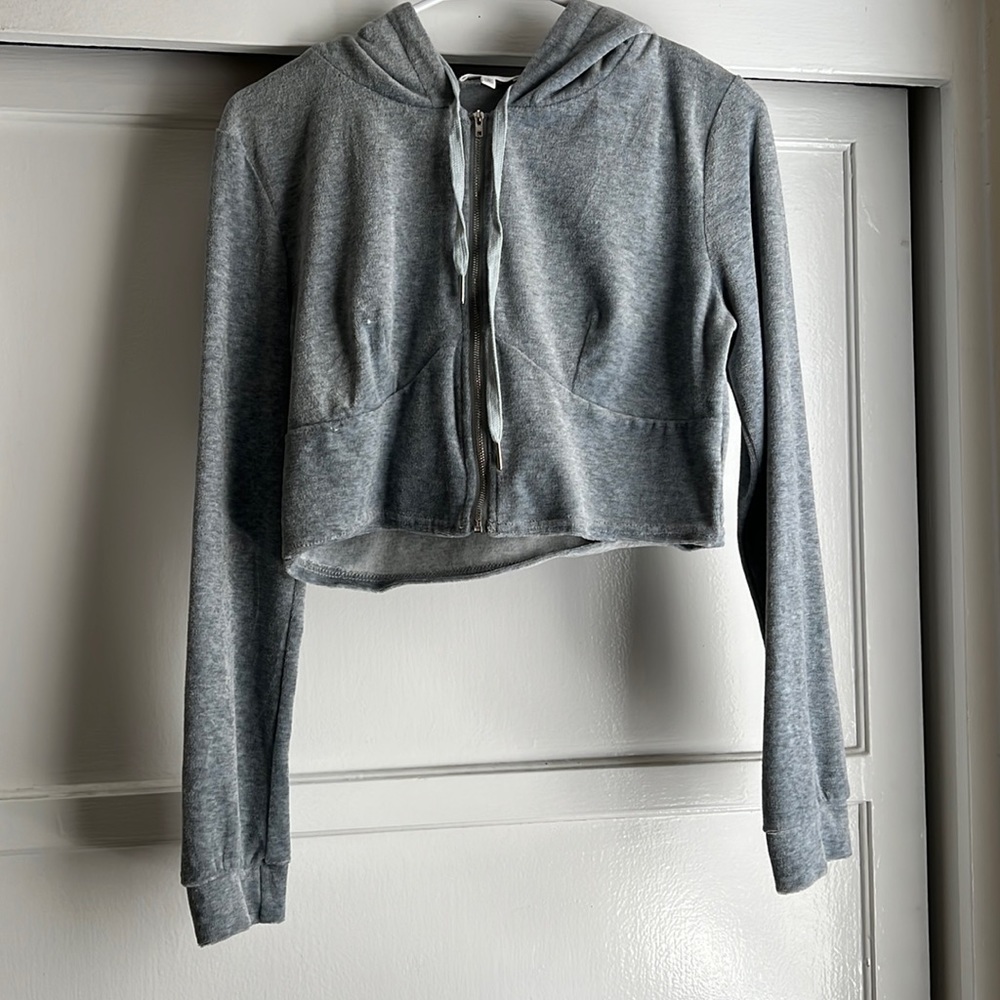 Light blue crop zip up